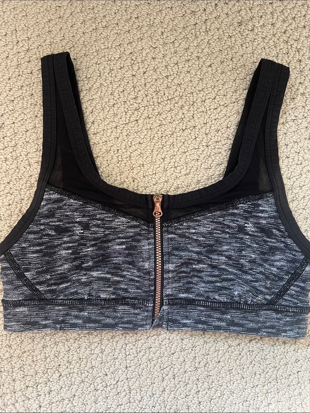 Lululemon Front-Zip Heathered Black Sports Bra